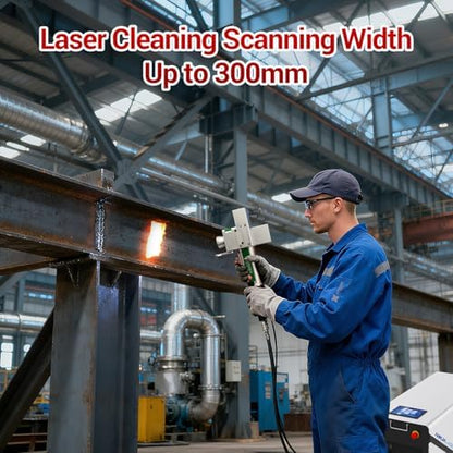US STOCK 1500W Laser Cleaning Machine Double Wobble 10 Cleaning Modes up to 300mm Handheld Laser Cleaner Machine Remover for Metal Rust Paint Oil Dirt Stains Coating (220V) - Image 6