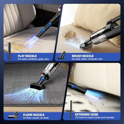 MONOZEL Handheld Vacuum Cleaner, 18000Pa 2 in 1 Cordless Car Vacuum Cleaner&Air Duster, 130W Brushless Motor with 7800mAh Battery, LED Light and Multi-Nozzles, Portable for Home, Car, Office, Pet - Image 5