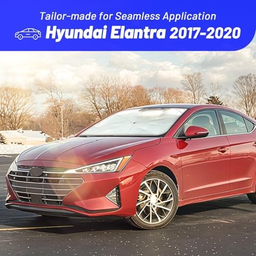 Windshield Sun Shade for Hyundai　Elantra　2017-2020, Custom Fit Foldable Umbrella Sunshade with 360° Rotating Shaft, Front Window Shade for UV & Heat Protection, Easy Storage Car Sun Shield - Image 3