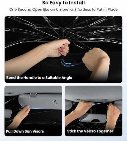 Zanch 2026 Upgraded Windshield Sun Shade Umbrella: Custom Fit for Ford F150 F250 F350 2015-2025 Front Window Sunshade, Block UV Rays & Keep Car Cool, 1:1 Scan for F150/250/350, No Gaps & No Scratches. - Image 7