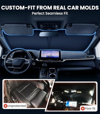 Zanch Custom Windshield Sun Shade for Toyota Sienna 2022-2026, 7-Layer UV & Heat Block, 3D Laser Scanned, Interior Protection, Keep Car Cooler, Foldable Minivan Accessories - Image 4