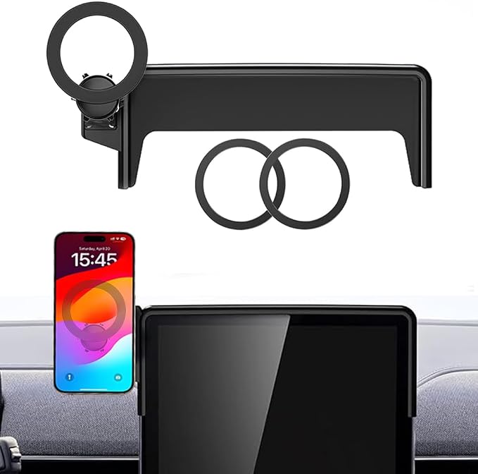 Car Phone Holder for 2021-2025 Ford Mustang Mach-E 15.5-Inch Touchscreen, 360° Rotation Cell Phone Mount Compatible with MagSafe, for Ford Mustang Mach-E Accessories by Hesanzol