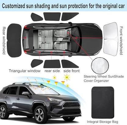 TINGLU Window Shades for Toyota RAV4 2019-2025 2026 Accessories Car Side Full Windows Rear Triangular Windshield Sun Shade Sun UV Rays & Privacy Protection for Camping,Napping,and Relaxing 8PCS - Image 3