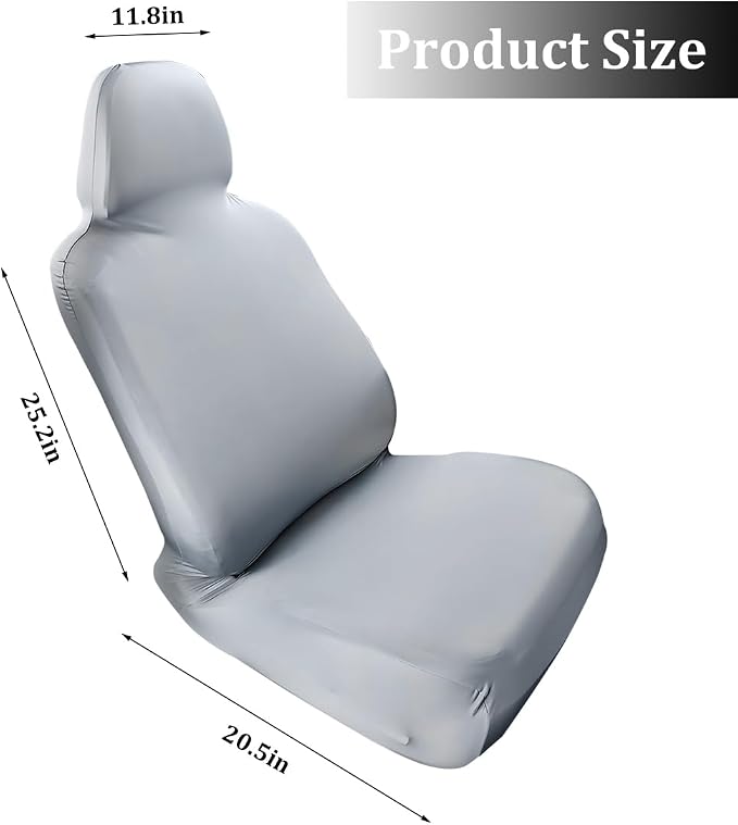 Car Seat Cover, Elastic Waterproof Dustproof Vehicle Front Seat Protector, Scratch Proof Automotive Interior Front Chair Cover Accessories, Universal Fit (Silver Gray) - Image 2