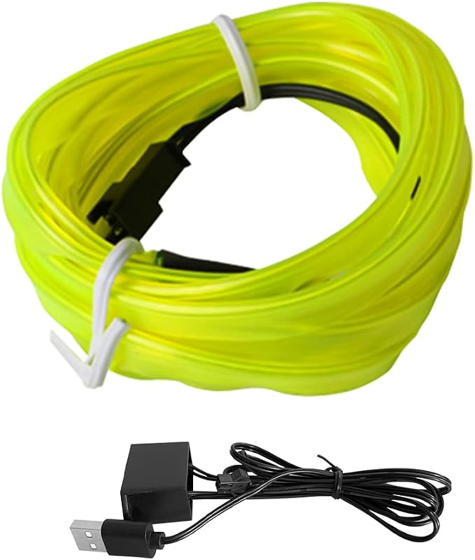 10FT EL Wire Strip Lights, USB Car Neon Trim, Sewing Edge, Ice Green | USB-powered operation, sewing-edge design, fuse protection, interior ambient lighting use, cut-to-length construction - Image 8