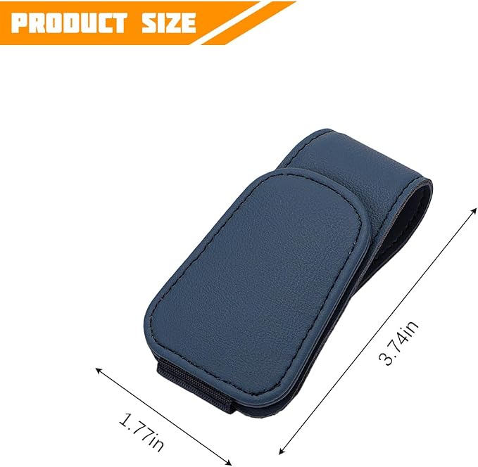Sunglasses Holder for Car Visor, Microfiber Leather Magnetic Sun Visor Eyeglasses Hanger & Ticket Card Clip, Multi-Function Automotive Interior Glasses Mount, Universal Fit (Royal Blue) - Image 2