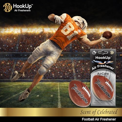 Football Car Air Freshener by HookUp - 10 Pack - Black Gold Scent (Extra Strong) | Unique Football Gift for Players, Coach, Fans | Hanging Car Accessory with Long Lasting Fresheners Smell - Image 3