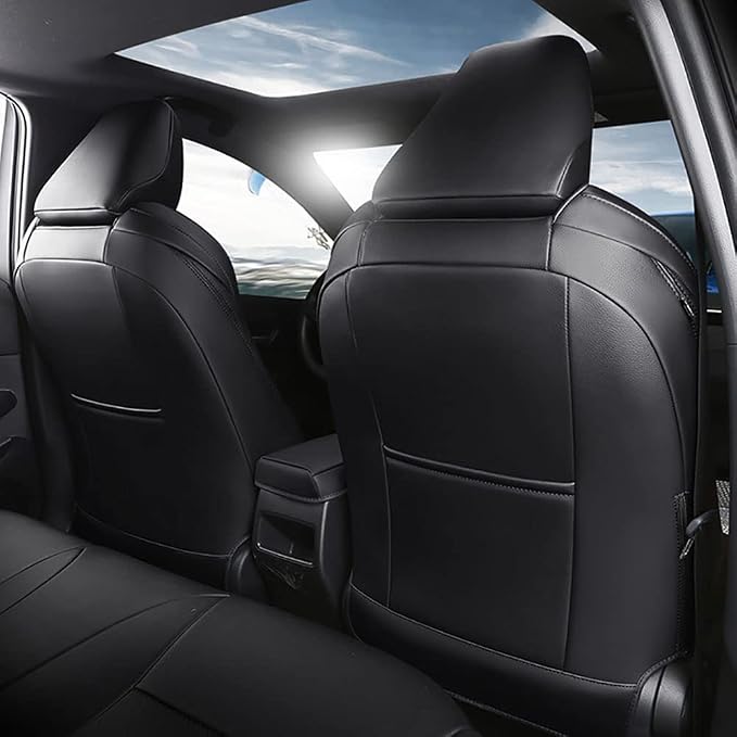 CocheFamilia Custom Fit RAV4 Car Seat Cover for Select Toyota RAV4 2021-2024 Prime SE,XSE & 2019 2020 2021 2022 2023 2024 2025 Hybrid/PHEV SE,XSE - Full Set,Leather (Black) - Image 2