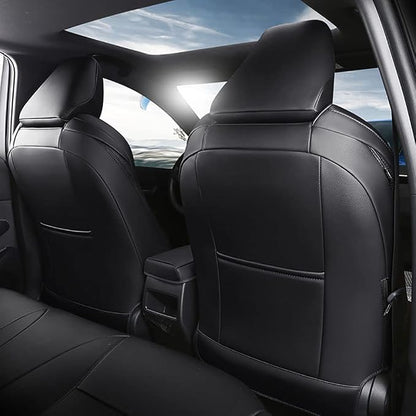 CocheFamilia Custom Fit RAV4 Car Seat Cover for Select Toyota RAV4 2021-2024 Prime SE,XSE & 2019 2020 2021 2022 2023 2024 2025 Hybrid/PHEV SE,XSE - Full Set,Leather (Black) - Image 2