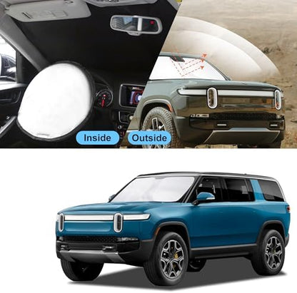 TINGLU Sun Shade for Rivian R1T 2022-2025 2026 Accessories Windshield Sun Shade Window Shade UV Rays Protection Sun Visor Cover with Steering Wheel Sunshade Storage Bag - Image 6