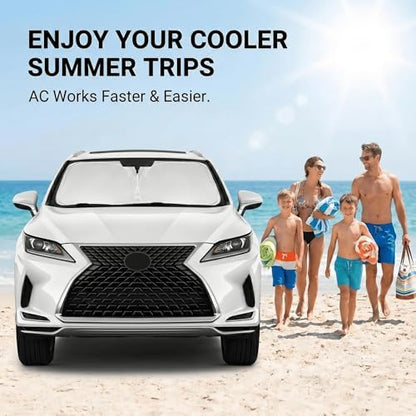 Windshield Sun Shade for Lexus RX 2016-2022 Accessories 4-Layer 240T Front Window Shade Custom Fit RX 350, RX 350 F Sport, RX 350L Sun Visor Foldable Shade Blocks UV Rays - Image 4