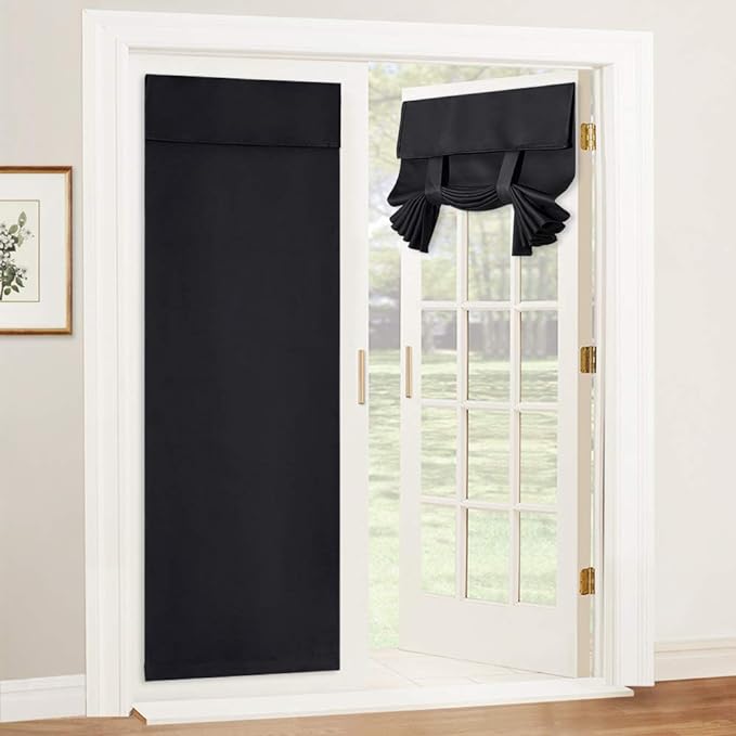 RYB HOME French Door Curtain 80 inch Long, Blackout Blinds for Patio Door | Thermal Insulated, Self Adhesive, Privacy, For Bedroom Kitchen Front Entry Front Back Door Glass Window, W30 x L80, 1 Panel by RYBHOME