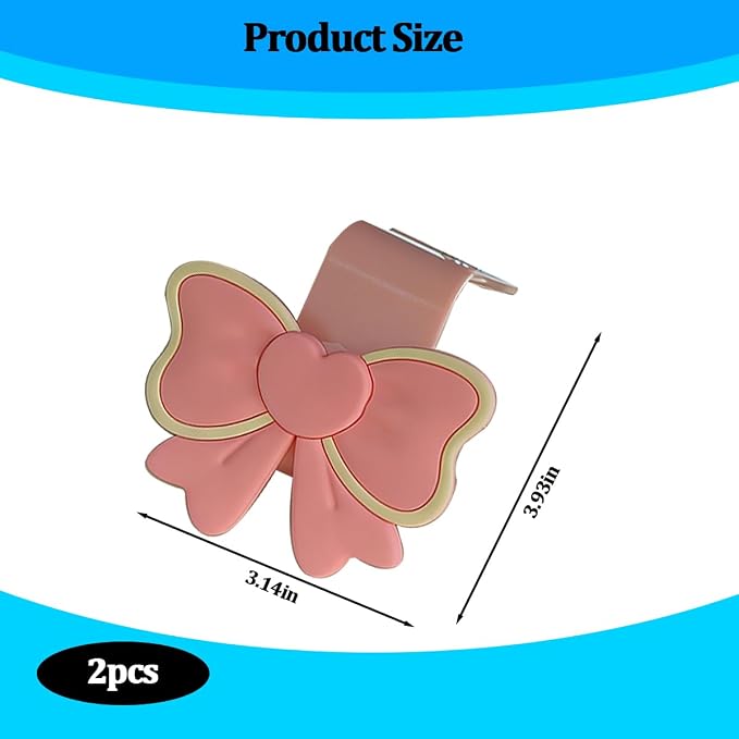 2PCS Car Seat Headrest Hook, Cute Bow Vehicle Backseat Storage Hanger Purse Handbag Organizer, Automotive Interior Seat Back Hook Holder for Umbrella Hat Bag, Universal for Vehicles (Pink) - Image 2
