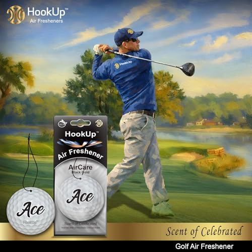 Golf Car Air Freshener by HookUp - 10 Pack - Black Gold Scent (Extra Strong) | Unique Golf Gift for Players, Coach, Fans | Hanging Car Accessory with Long Lasting Fresheners Smell - Image 3