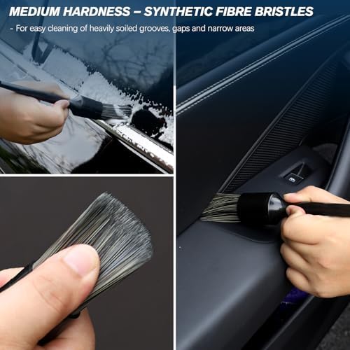 Car Detailing Brushes Set, 8-Piece Auto Detail Cleaning Brush Tool Kit in Soft/Middle/Hard, Crevice Brush, Dust Brush for Car Interior & Exterior, Leather, Air Vents, Emblems, Wheels Wash & Care - Image 5