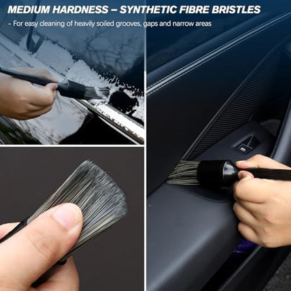 Car Detailing Brushes Set, 8-Piece Auto Detail Cleaning Brush Tool Kit in Soft/Middle/Hard, Crevice Brush, Dust Brush for Car Interior & Exterior, Leather, Air Vents, Emblems, Wheels Wash & Care - Image 5