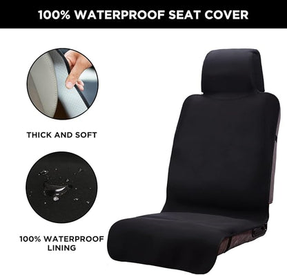 Neoprene Waterproof Car Seat Cover, Black 1pc, Non-Slip | Car Seat Protector, Sweat-proof, Universal Fit SUV & Truck, Machine Washable, For Gym, Yoga, Pets, Workout, Beach, Swimming - Image 2