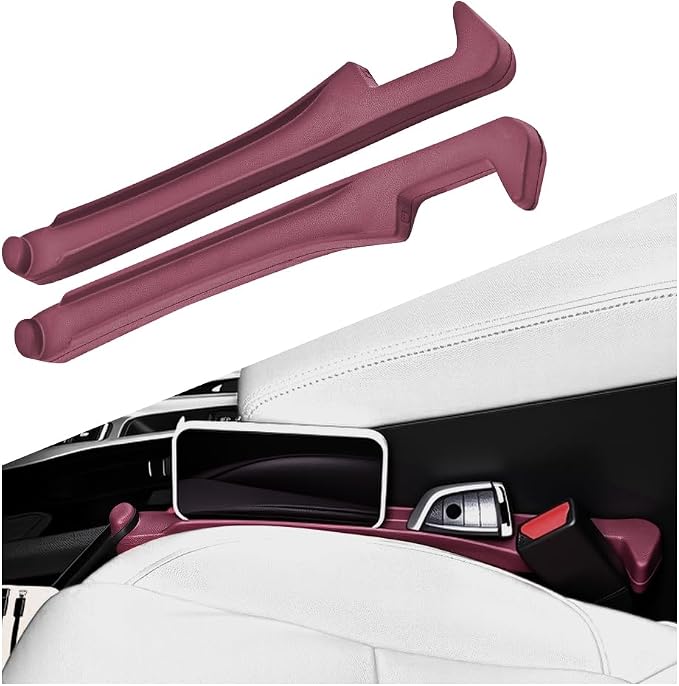 2PCS Car Seat Gap Filler Organizer,3 in 1 Car Seat Side Gap Filler with Hook for Avoiding Dropped Items,Universal No Drop Seats Guard for Filling Gaps 1.37-1.49 Inch Wide (Red) by Unknown