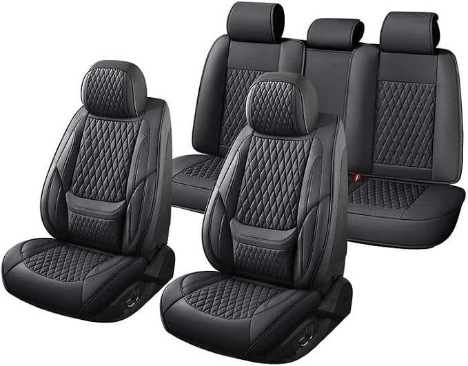 Car Seat Covers Full Set Custom Fit For Lexus GS300 2006-2015, Black | Lumbar Support, Premium Faux Leather, Breathable, Anti-Slip, Airbag Compatible, Waterproof, Car Seat Protectors, 2 Row-5Seat - Image 7