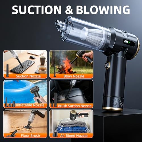 Handheld Vacuum Cleaner Cordless, 23000Pa Powerful Car Mini Vacuum Cleaner, Rechargeable Portable Lightweight dust Catcher for Home Car Carpet Stairs Pet Hair Deep Cleaning（Black-Gold）. - Image 5