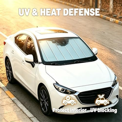 Windshield Sun Shade for Ram 1500 2019-2026 with 10 Inch Wide Sensor, Foldable Front Window Shade with 3-Layer Reflective Material to Keep Car Cool - Image 5