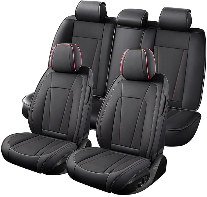 Car Seat Covers Full Set Custom Fit For Kia Soul 2009-2026 ,Black&Red | Premium Faux Leather, Waterproof, Anti-Slip, Airbag Compatible, Breathable, Car Seat Protectors, 2 Rows 5 Seats - Image 8