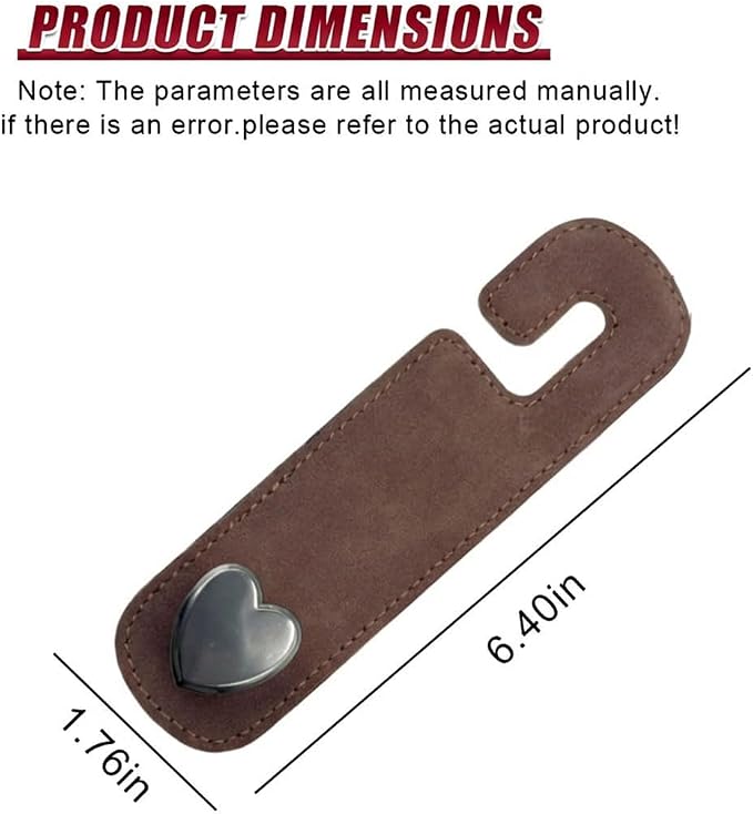 2PCS Cute Heart Car Seat Headrest Hook, Suede Leather Car Seat Back Storage Hanger for Purse and Bag, Universal Vehicle Interior Organizer Accessories for SUV, Truck(Brown) - Image 2