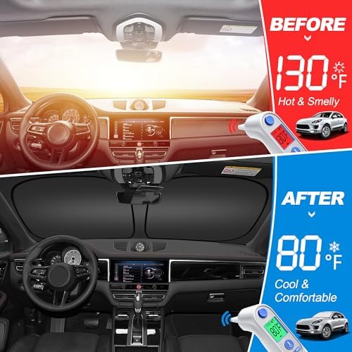 Windshield Sun Shade for GMC Sierra 1500 2500 3500 Accessories 2019 2020 2021 2022 2023 2024, Foldable Window Sunshade Sun Visor Protector, Front Windshield Sunshade Sun Shield - Image 2
