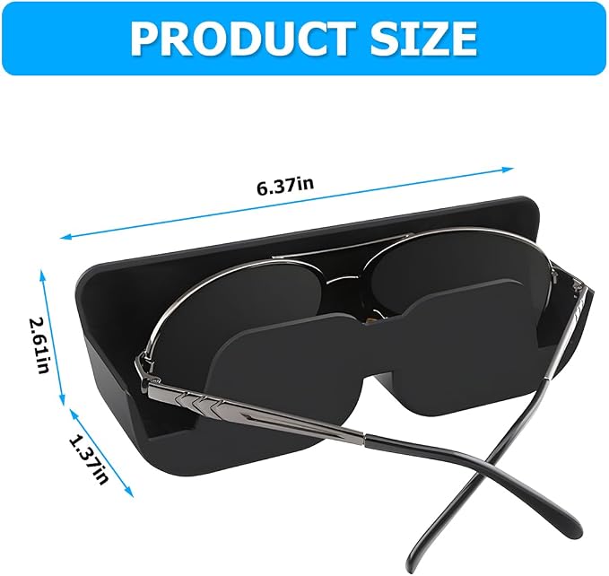 Bittwee Sunglasses Holder for Car Dashboard, Vehicle Eyeglasses Storage Case with Semi-Open Design, Self Adhesive Auto Interior Glasses Organizer Box, Universal for SUV, Truck, RV（Black） - Image 2