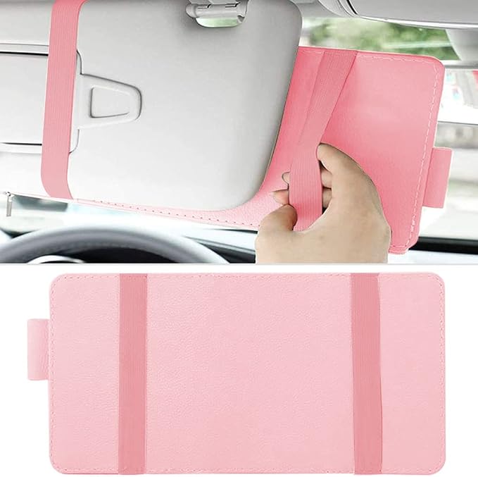 Car Sun Visor Organizer, 1 Pack Sunglasses Holder for Car Sun Visor, Auto Interior Accessories Pocket Organizers Can Store Sunglasses, Documents, Cards, Pen, Drivers License (Pink) | Auto Interior Accessories Pocket Organizers Can Store for Sunglasses,... - Image 6