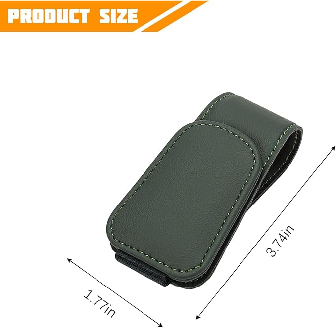 Sunglasses Holder for Car Visor, Microfiber Leather Magnetic Sun Visor Eyeglasses Hanger & Ticket Card Clip, Multi-Function Automotive Interior Glasses Mount, Universal Fit (Black Green) - Image 2