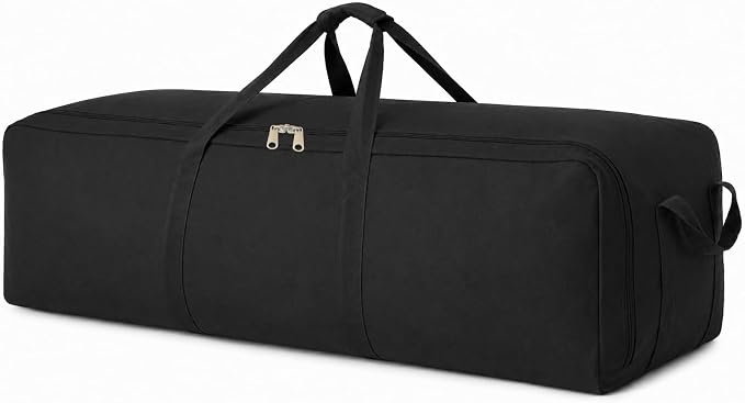 DoYiKe Extra Large Canvas Duffle Bag for Travel Heavy Duty Military Duffel | Tent Storage Gear Equipment Sports Camping Bag with Lockable Zipper Black Side Opening 150L by DoYiKe
