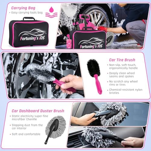 38PCS Car Detailing Kit Interior Cleaner with High Power Handheld Vacuum, Car Wash kit with Detailing Brush Set,Car Interior Detailing Kit,,Pink Car Accessories for Motorcycle,Cars,Gift for Women - Image 4