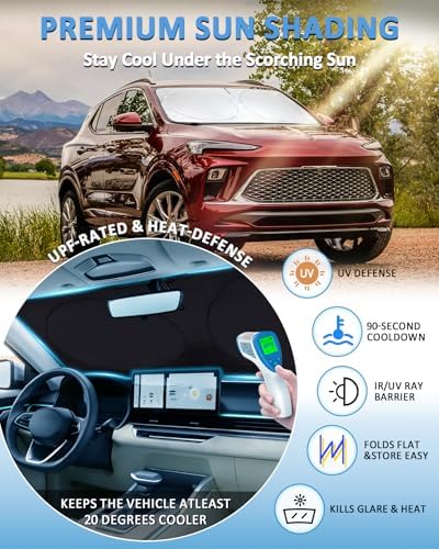 Sun Shade for Encore Windshield Sunshade Custom fit for Buick Encore GX 2020-2024 2025 2026 Foldable Front Window Cover Retractable Sun Visor Protector Keep Interior Cool UV Blocker - Image 2