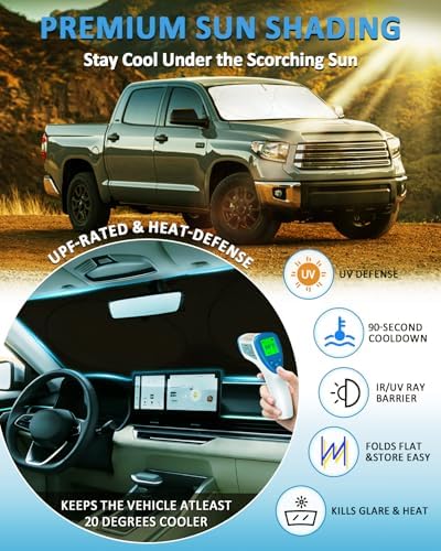 Windshield Sun Shade Fit for 2007-2019 2020 2021 Toyota Tundra Sunshade - Image 2