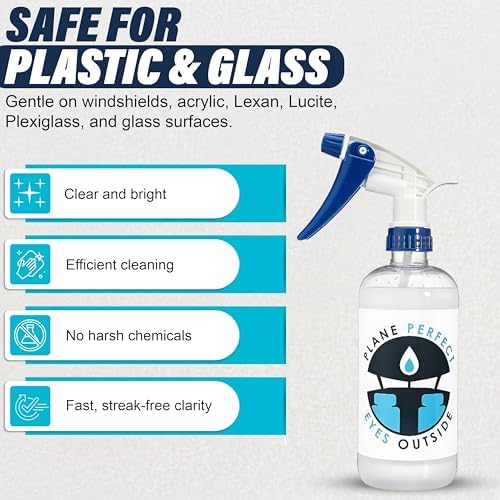 Plane Perfect Eyes Outside Windshield Cleaner - Aviation & Multi Surface Glass, Plastic, Plexiglass - Streak Free, Non Abrasive, Reduces Fog, UV Safe for Airplanes, Cars, Boats & LCD Screens | 16 Oz - Image 3