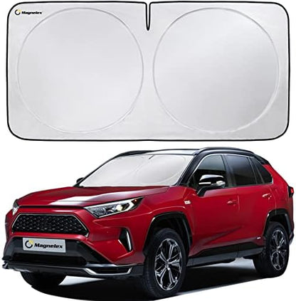 Magnelex Car Windshield Sunshade - Advanced Light-Blocking Protection, Foldable Sun Shade with Mirror Cut-Out Keeps Your Vehicle Cool, Fit for Cars, Trucks, and SUVs - Medium (62 x 32 in) by Magnelex