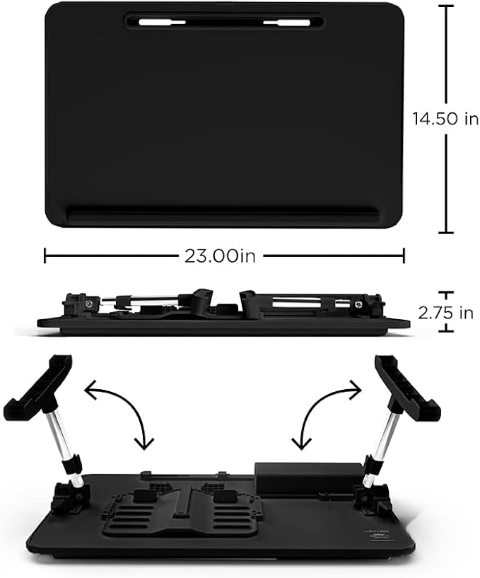 Limitless TotalDesk Portable Modern Workstation and Lap Desk with Adjustable Height & Tilt (Charcoal) - Image 3