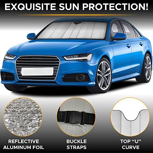 EcoNour Accordion Car Windshield Sun Shade (Gray) | Foldable Car Window Shades for UV Protection & Heat Block | Keeps Interior Cool | Sun Blocker for Front Window | 58 x 28 Inches - Image 5