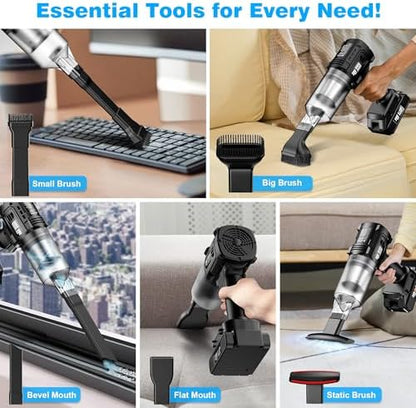 Car Vacuum Cordless, 35000PA Strong Suction Handheld Vacuum with 2 Detachable Batteries, 60Min Runtime Portable Vacuum Cleaner for Car Detailing, Pet Hair, Home Couch & Office, 350ML XL Dust Cup - Image 5