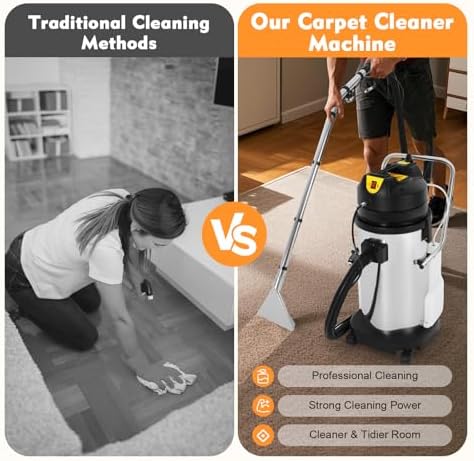 Professional Carpet Cleaner Machine - 40L Water Tank, 3-in-1 Carpet Shampooer with Vacuuming/Spraying Functions, 230mbar Suction - Stainless Steel Upholstery & Carpet Cleaner for Home, Hotel, Office - Image 2