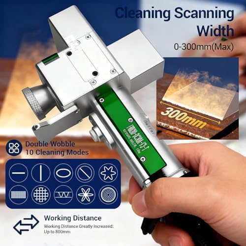 US STOCK 1500W Laser Cleaning Machine Double Wobble 10 Cleaning Modes up to 300mm Handheld Laser Cleaner Machine Remover for Metal Rust Paint Oil Dirt Stains Coating (220V) - Image 3