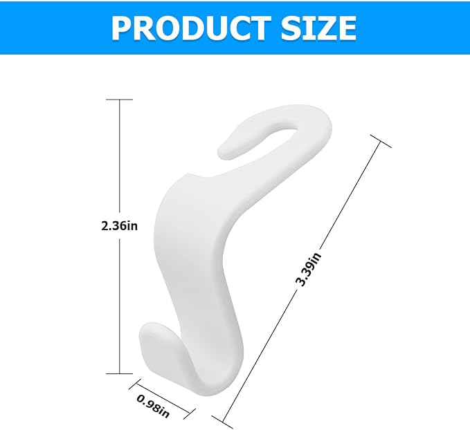 4 Pack Car Seat Headrest Hooks for Vehicle Seats, White | rear-row hanging storage, supports bags coats and groceries, fits matching headrest posts, interior accessory - Image 3