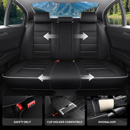 Car Seat Covers Full Set Custom Fit For Lexus RX 300 1999-2003, Black&White | Lumbar Support, Premium Faux Leather, Breathable, Anti-Slip, Airbag Compatible, Waterproof, Car Seat Protectors, 2 Row-5Seat - Image 4