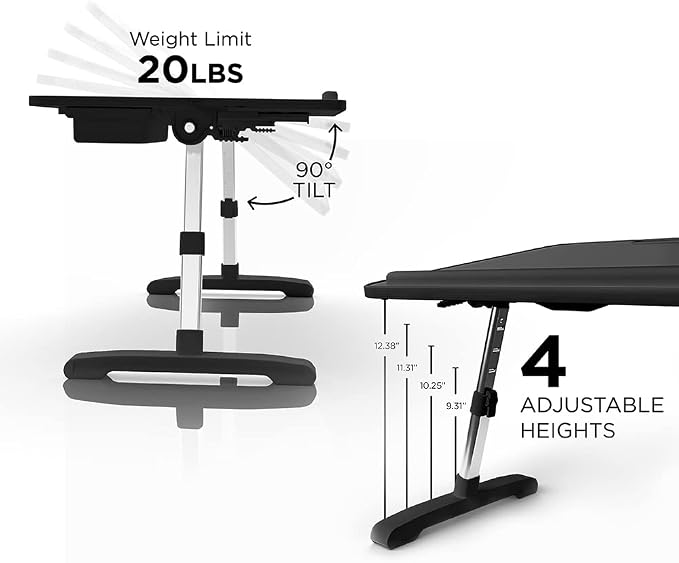 Limitless TotalDesk Portable Modern Workstation and Lap Desk with Adjustable Height & Tilt (Charcoal) - Image 9