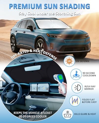 Windshield Sun Shade for Honda Prologue EV 2024-2025 2026, Custom-Fit Prologue Sun Visor Protector, 99% UV Block Heat Sun Shield, Silver Reflective Front Window Sunshade - Image 2
