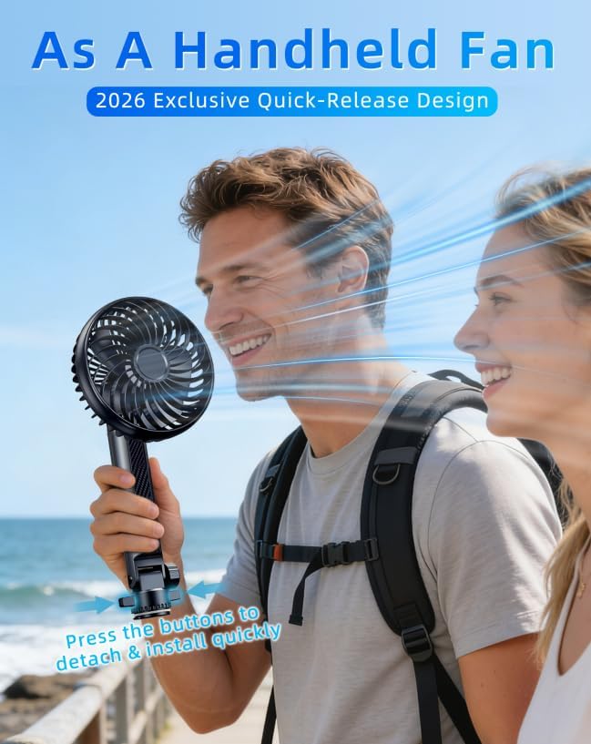 5000mAh Battery Fan for Car Windshield Sunroof Dashboard Headrest | 360° Rotatable 3 Speed Winds Car Window Fan with 2 Detachable Bases for SUV Van RV Pickup Truck Golf cart Camping Kitchen - Image 6