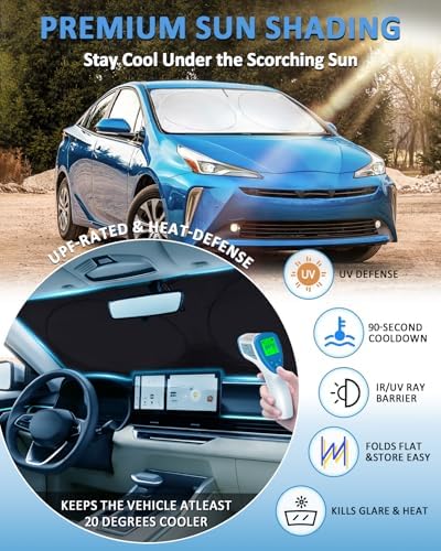Sun Shade for Prius C Windshield Sunshade Custom fit for 2012-2019 Toyota Prius C Accessories Foldable Front Window Cover UV Bloker Sun Visor Protector - Image 3