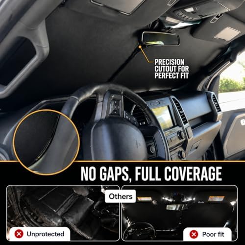 Zanch Custom Windshield Sun Shade for Toyota Tundra 2022-2026, 3D Scanned Fit Front Window Shade, 7-Layer Heavy-Duty UV & Heat Blocking Protection, Interior Cooling, Foldable Truck Accessories - Image 4