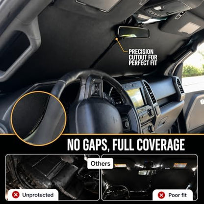 Zanch Custom Windshield Sun Shade for Toyota Tundra 2022-2026, 3D Scanned Fit Front Window Shade, 7-Layer Heavy-Duty UV & Heat Blocking Protection, Interior Cooling, Foldable Truck Accessories - Image 4